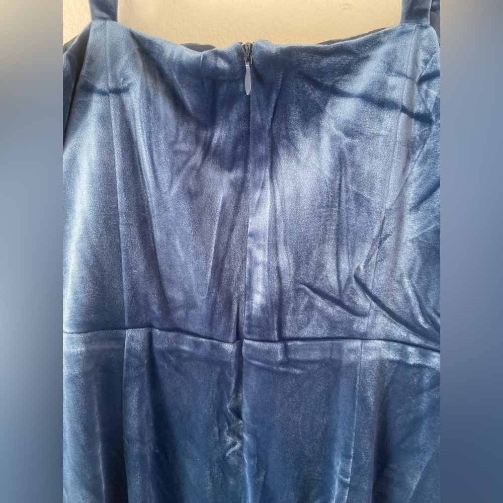 Lulu's NWT Pristine Luxury Blue Velvet Bustier Maxi Dress - Picture 12 of 13